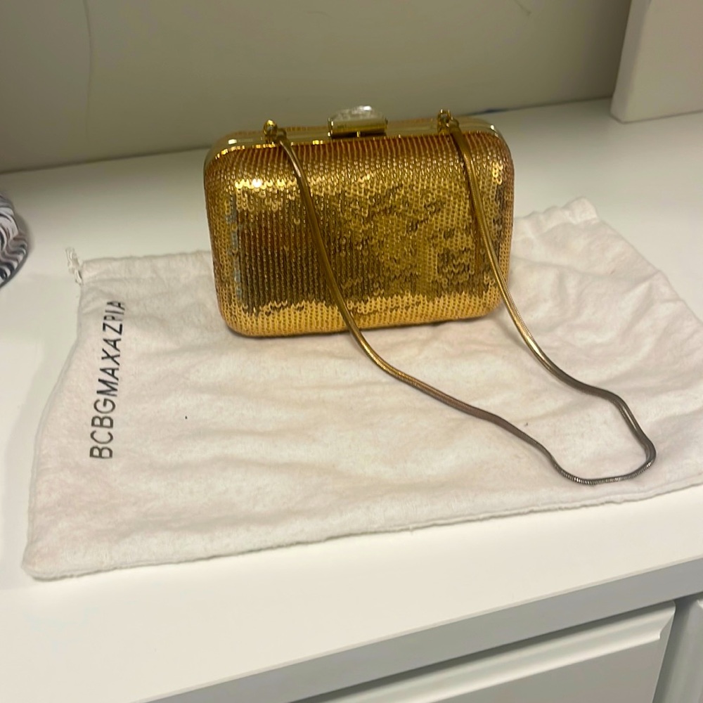 BCBG gold clutch/ EVENING purse $30